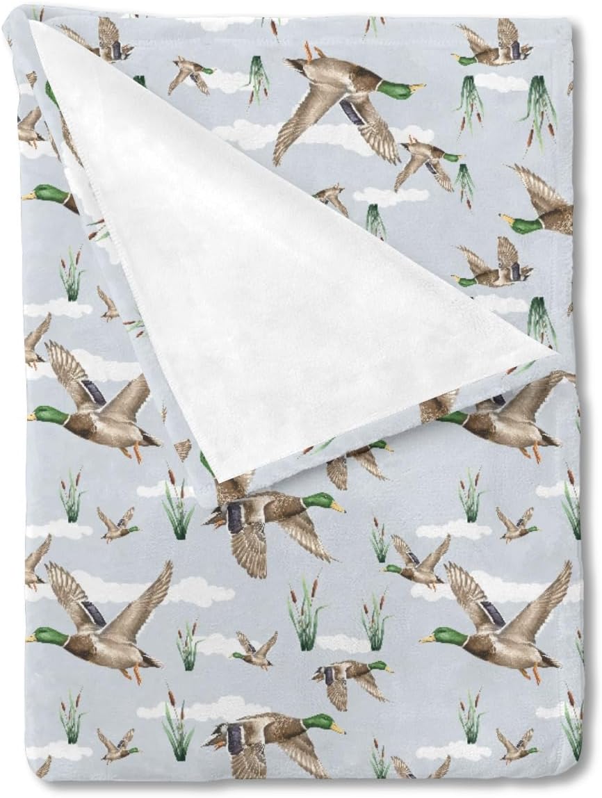 HawSkgFub Duck Hunting Mallard Hunter Baby Blankets Boy Girl Shower Gift, Wild Animal Reed Flannel Fleece Nursery Bed Receiving Swaddle, Soft Lightweight Newborn Infant Toddler Kids Crib Bedding 50x60
