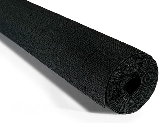 Cartotecnica Rossi 140g 17 Inch Wide 8.2ft Long Italian Crepe Paper Rollfor Wedding Ceremony Various Large Festivals Decoration (Black(902))