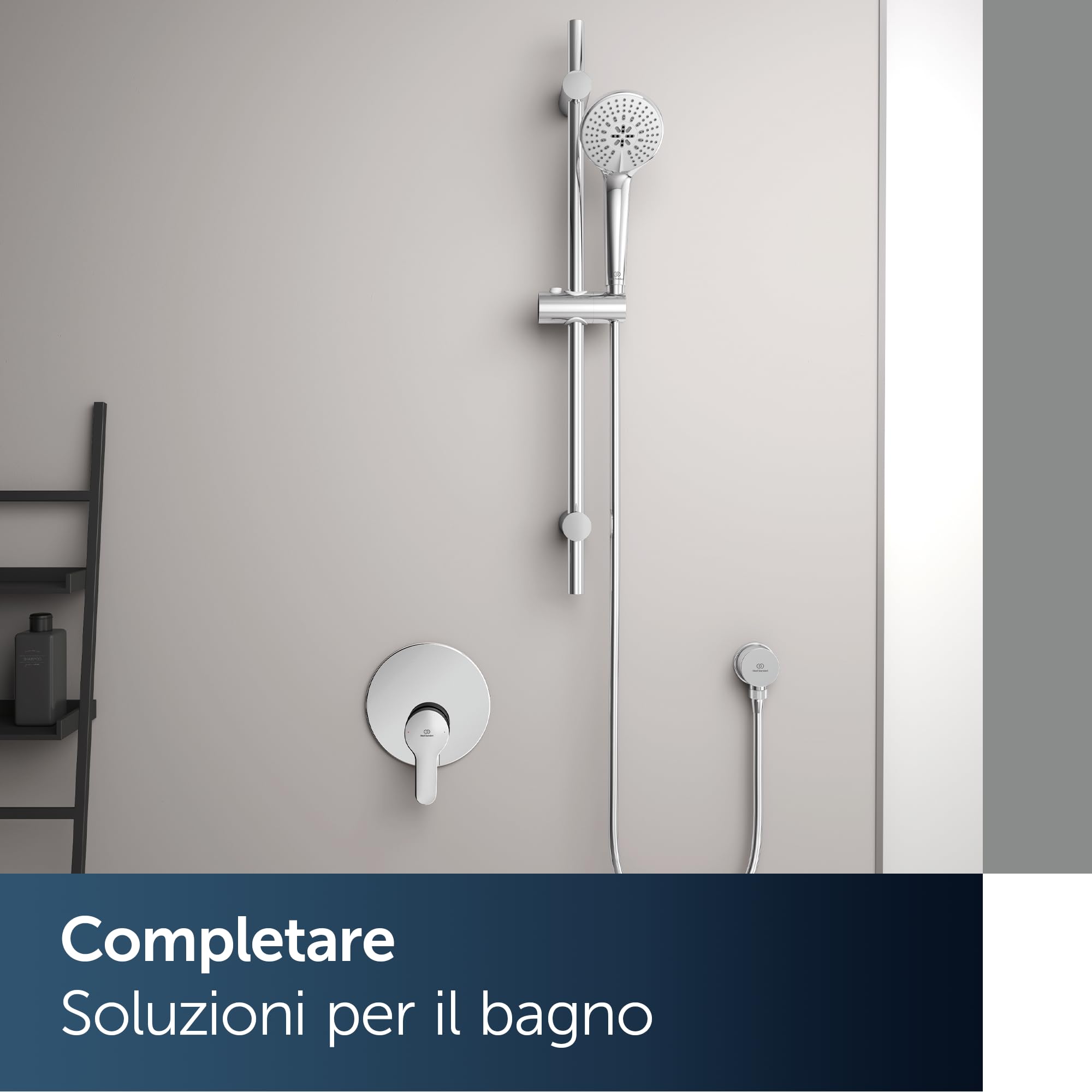 Ideal Standard Idealrain Combinazione doccia Ideal Standard Idealrain con asta doccia, a risparmio idrico, soffione con tre getti, flessibile doccia 1750 mm – cromato (312x723 mm)