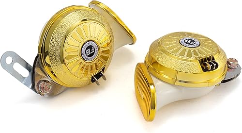 Vista 64 de FARBIN Bocina de coche ruidosa 3 sonido personalizado Bocinas eléctricas Bocina de motocicleta Cromo Plata 3 Sonido Camión Tren Cuernos 12V (blanco)