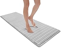 Vista 17 de MICRODRY Tapete de baño de espuma viscoelástica extra grueso, moderno, con infusión de carbón, base antideslizante GripTex, absorbente, de fácil Azul