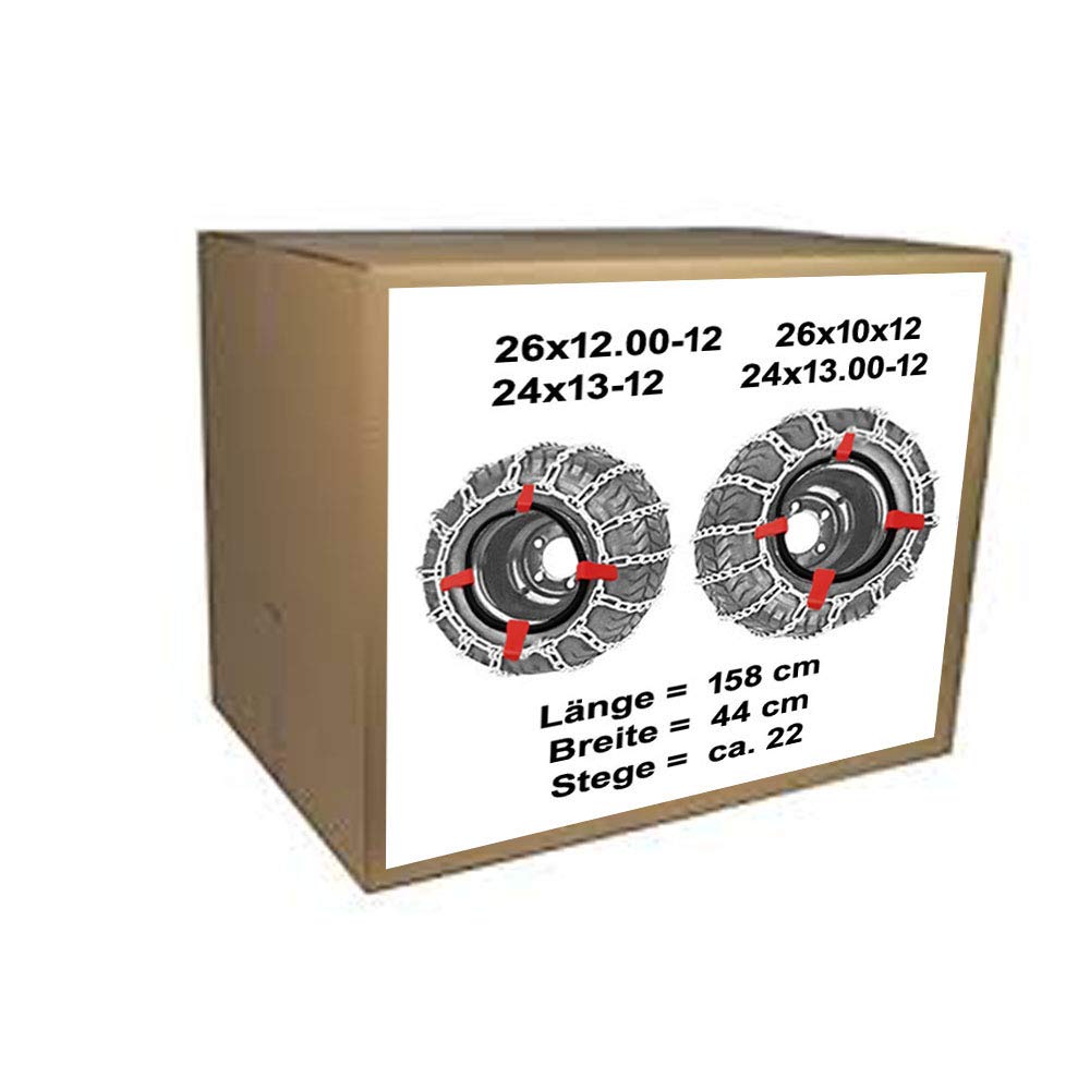 vsk 26x12.00-12 Schneeketten + Spanner für Rasentraktor Aufsitzmäher 26x10x12 / 24x13-12 24x13.00-12