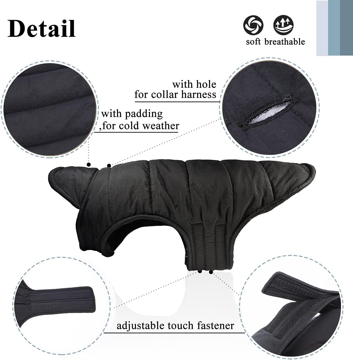 Modonery Reversible Winter Dog Coats and Dog Cold Jacket Clothes Apparel for Windproof Warm - Black Cotton Vest for Medium Dogs : Kitchen & Dining