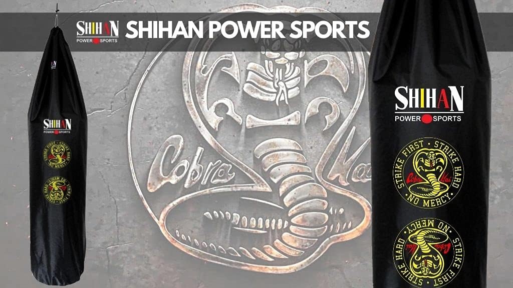 Shihan Power Sports Cover NO Mercy Strike First Waterproof 5-6ft & 24inch Diameter Large Bag Punch Bag Outdoor Protection for Your Boxing... Ideal for freestanding Strike Bags, BLACK, 5ft-6ft