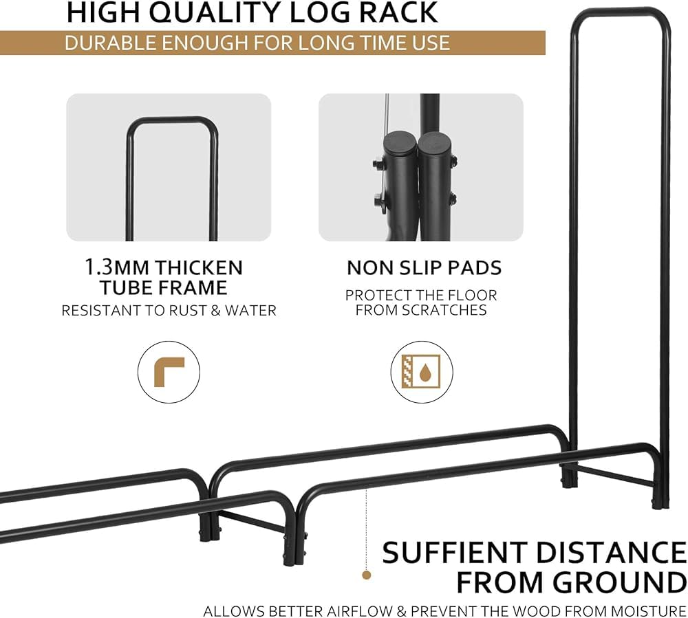 Portalegna da ardere per esterni e interni, 2,4 m, per organizer e conservazione del legno, con copertura impermeabile (dimensioni: 244 x 61 x 104 cm)