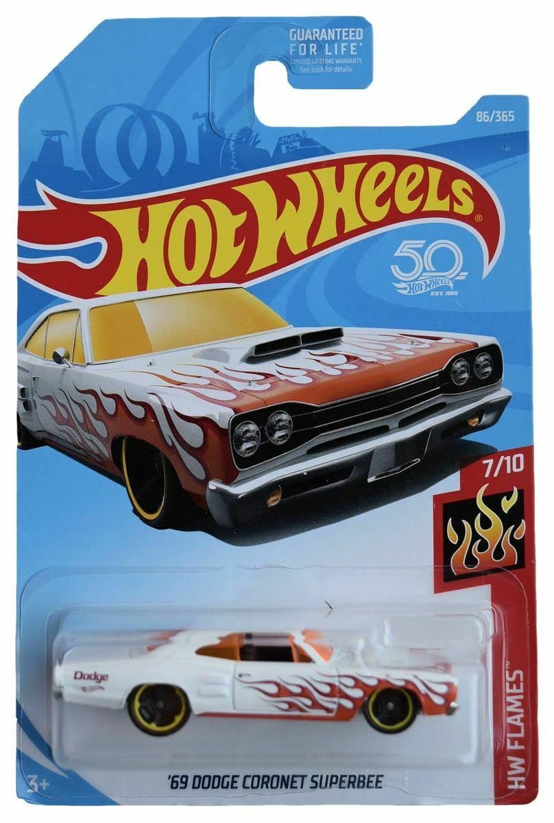 Hot Wheels '69 Dodge Coronet Superbee, White with red Flames 86/365