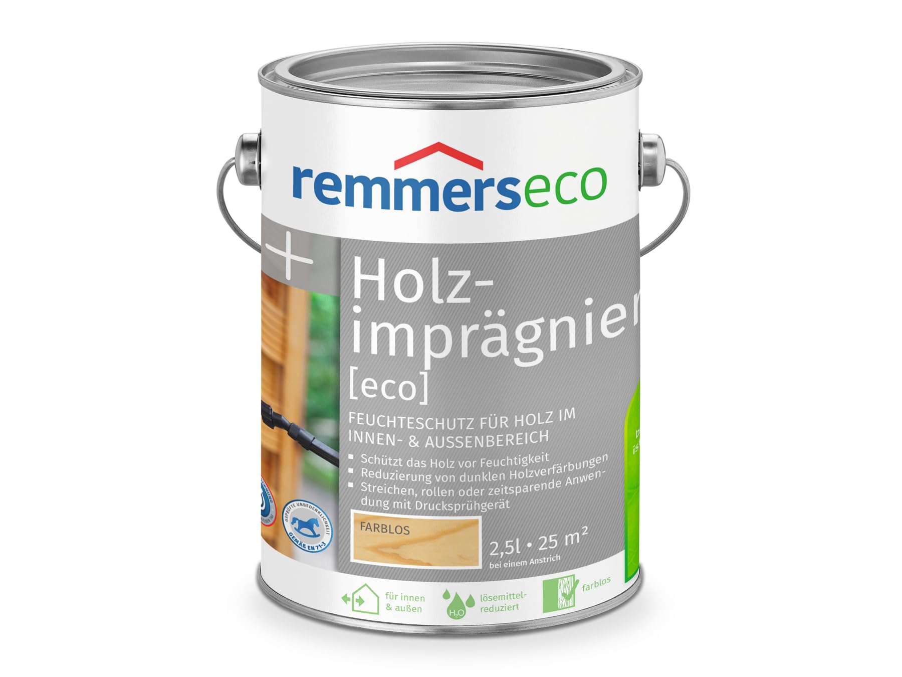 Remmers Impregnazione del legno [eco] incolore, 2,5 litri, per interni ed esterni, protegge dall'umidità, verniciabile