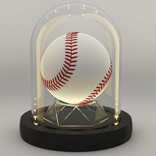 Nynelly Baseball Display Case with Black LED Light Base, Glass Dome Cloche Baseball Holder, Game Ball Case Display for Autographed Baseballs, Golf Ball, Tennis, Sports Memorabilia Gift