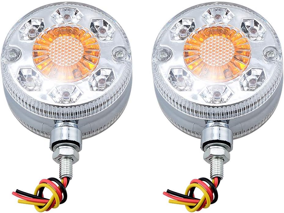 Astra Depot 1 Pair of 24 LED Double Face Light 3" Round Red/Amber/White with Clear Lens SEMI TRUCK FENDER
