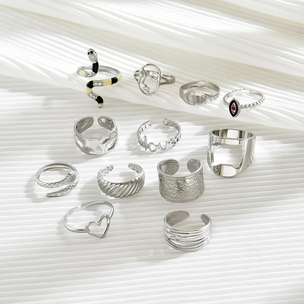 12/24 Pcs Knuckle Stainless Steel Silver Rings Set - Stackable Rings for Women - Image 4