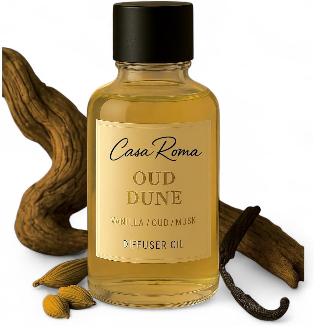 Oud Dune Aroma Oil – Premium Cold-Air Diffuser Oil Blend with Patchouli, Saffron, Vanilla & Oud – Compatible with Casa Roma & Waterless Diffusers (120ml Bottle)