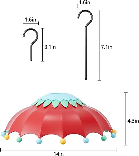 Miniatura 9 de Beserie Baffle, cubierta de comedero de pájaros colibríes para colgar al aire libre, cubierta de cúpula a prueba de clima, protección solar que
