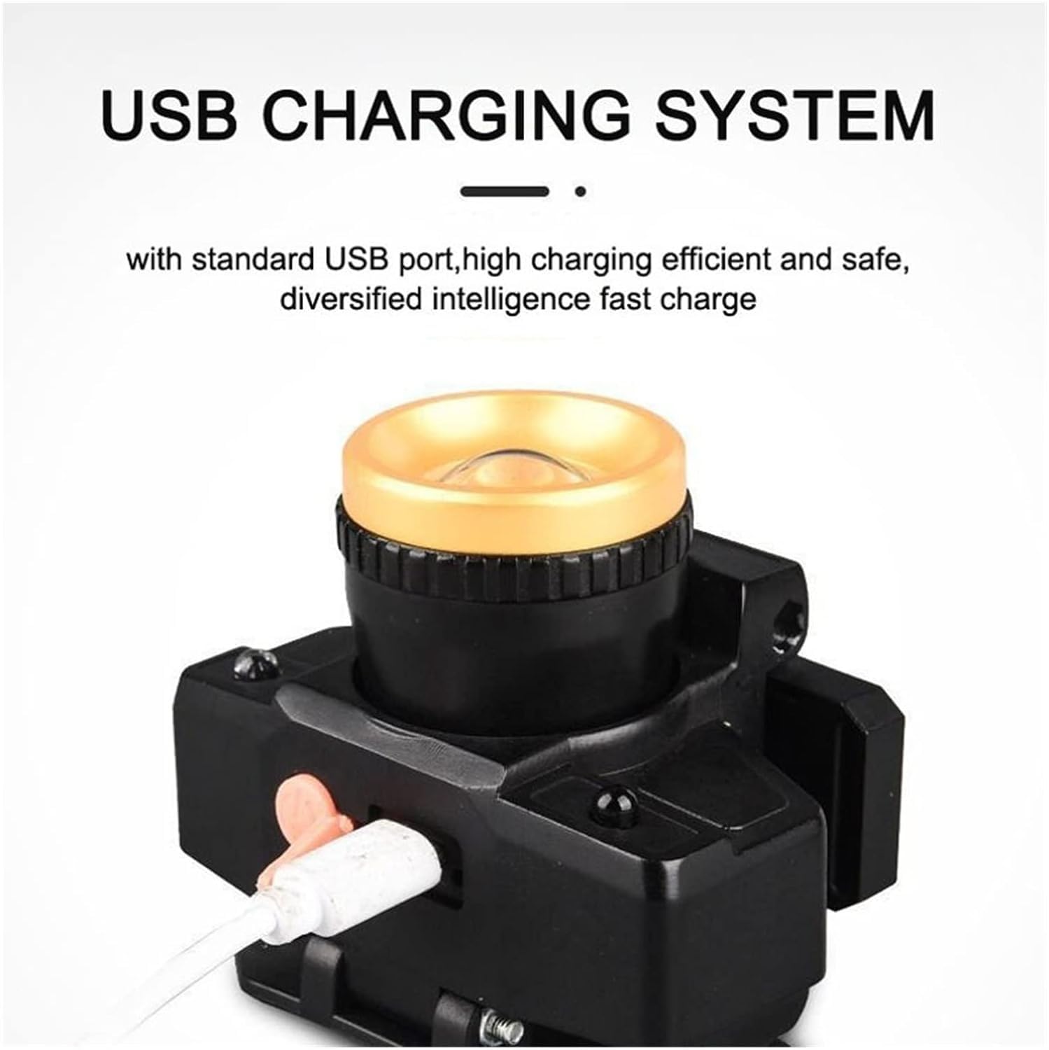 Linterna frontal de inducción solar - Recargable por USB 18650, luz LED con zoom para pesca, caza y acampada al aire libre. Tipo
