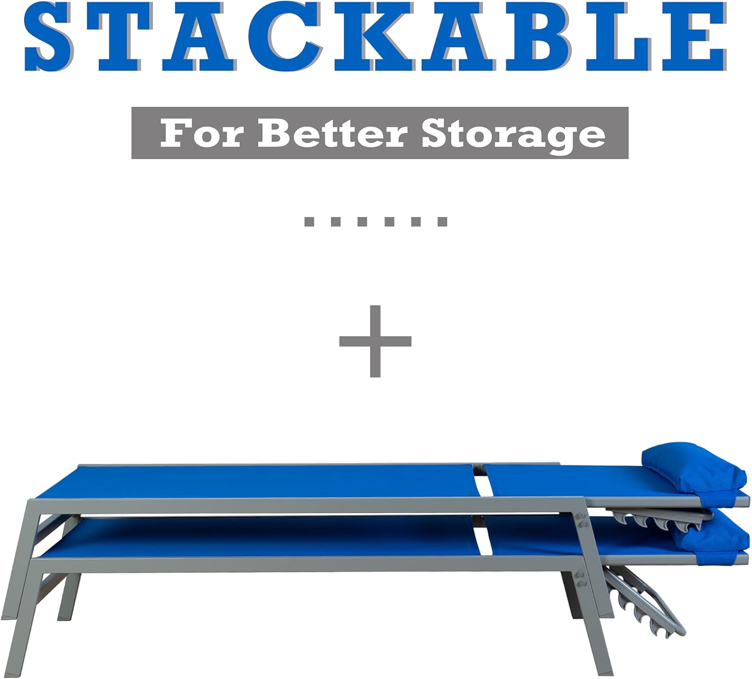 Kozyard Wilson Adjustable EDP Coated Wrought Iron Frame and Breathable Textilence Seat Chaise Lounge Chair (2 Pack) (Blue W/O Table) : Patio, Lawn & Garden