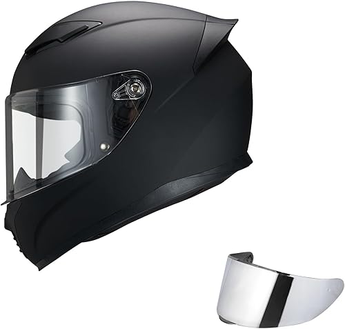 Casco de motocicleta de cara completa WS-607 aprobado por DOT, casco de motocicleta de carreras de calle para adultos, visera plateada cromada de