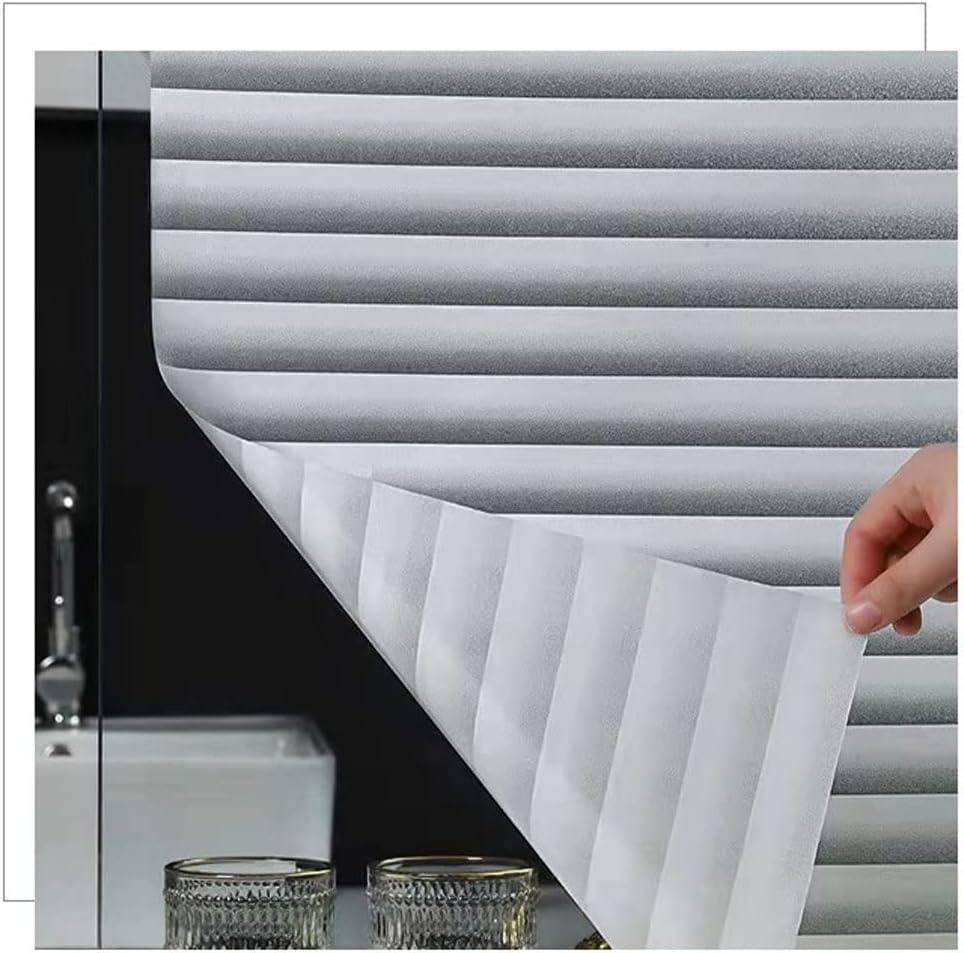 Window Privacy Film Window Film Imitation Blinds Electrostatic Frosted Glass Sticker Bathroom Bathroom Window Anti-peep Shading Heat Insulation Window Film Blackout Window Film Window Films (Color :