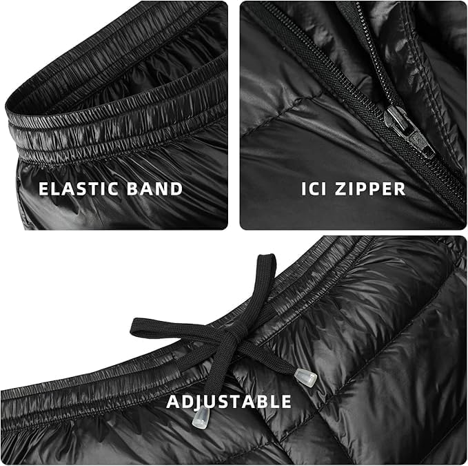 Tentock Men's Women's Puffer Down Pants Goose Down Fill Water-Repellent Winter Snow Pants for Skiing Hiking Camping - Image 4