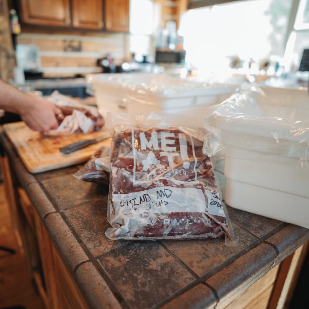 MEAT! Chamber Vacuum Sealer Bags with Heavy-Duty Recyclable Plastic, 8" x 12", Holds up to 1 Quart, 250 Pack, For Vacuum Sealing, Food Storage, Meat Processing, and Kitchen