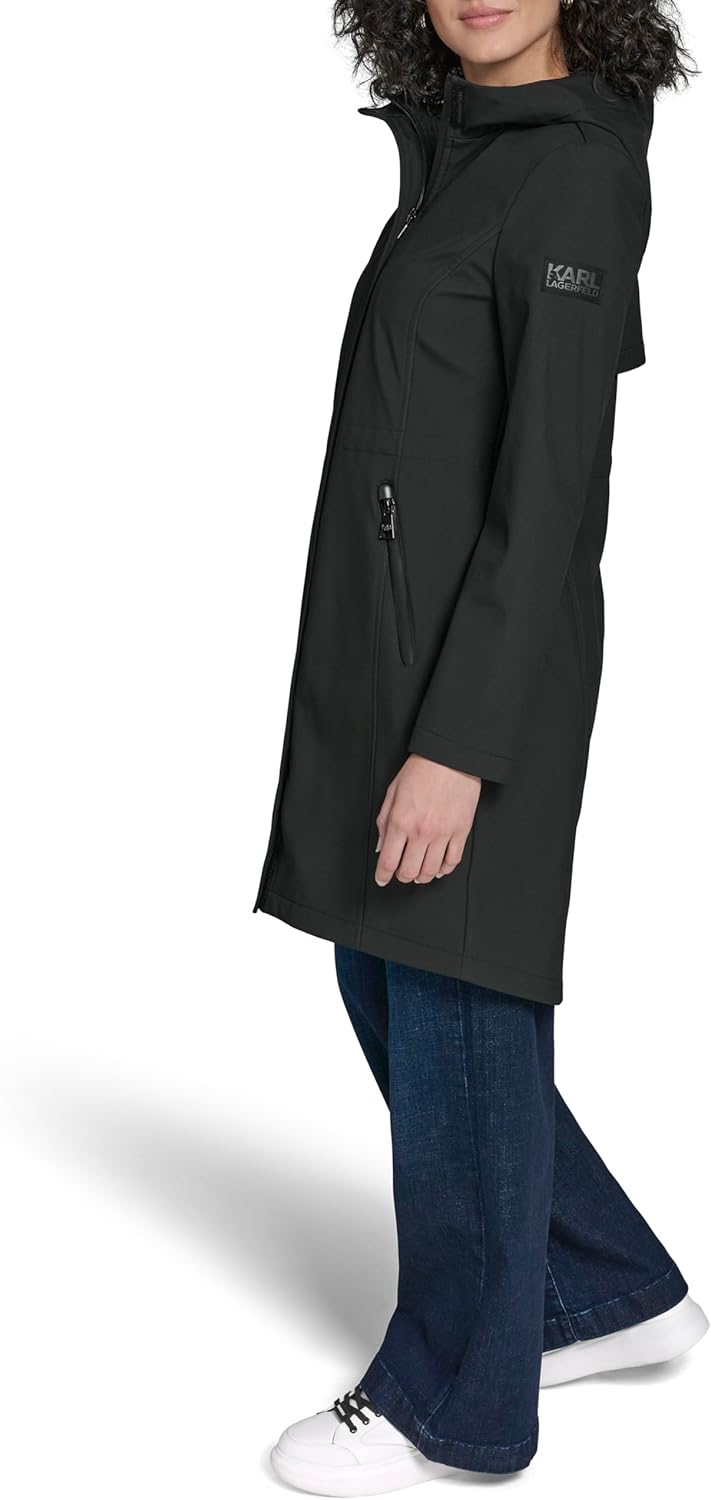 KARL LAGERFELD womens Bonded Tech Rain Wear Anorak - Image 3