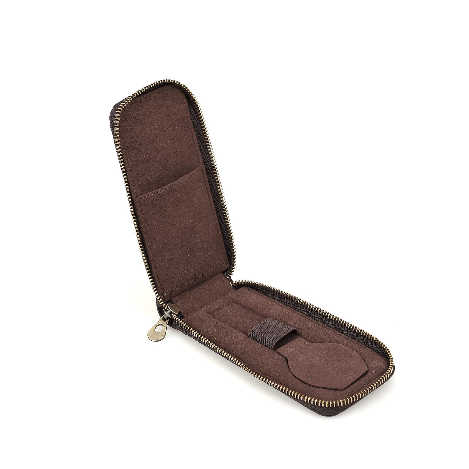 NFBCXUTKW Hiram Watch Travel Case for 1 Watch Handmade Leather Watch Zipper Storage Box Portable Watch Travel Organizer