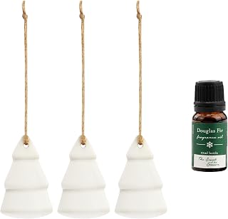 DEMDACO Tree White Earthenware Fragrance Oil Diffuser Hanging Ornament 4 Piece Set