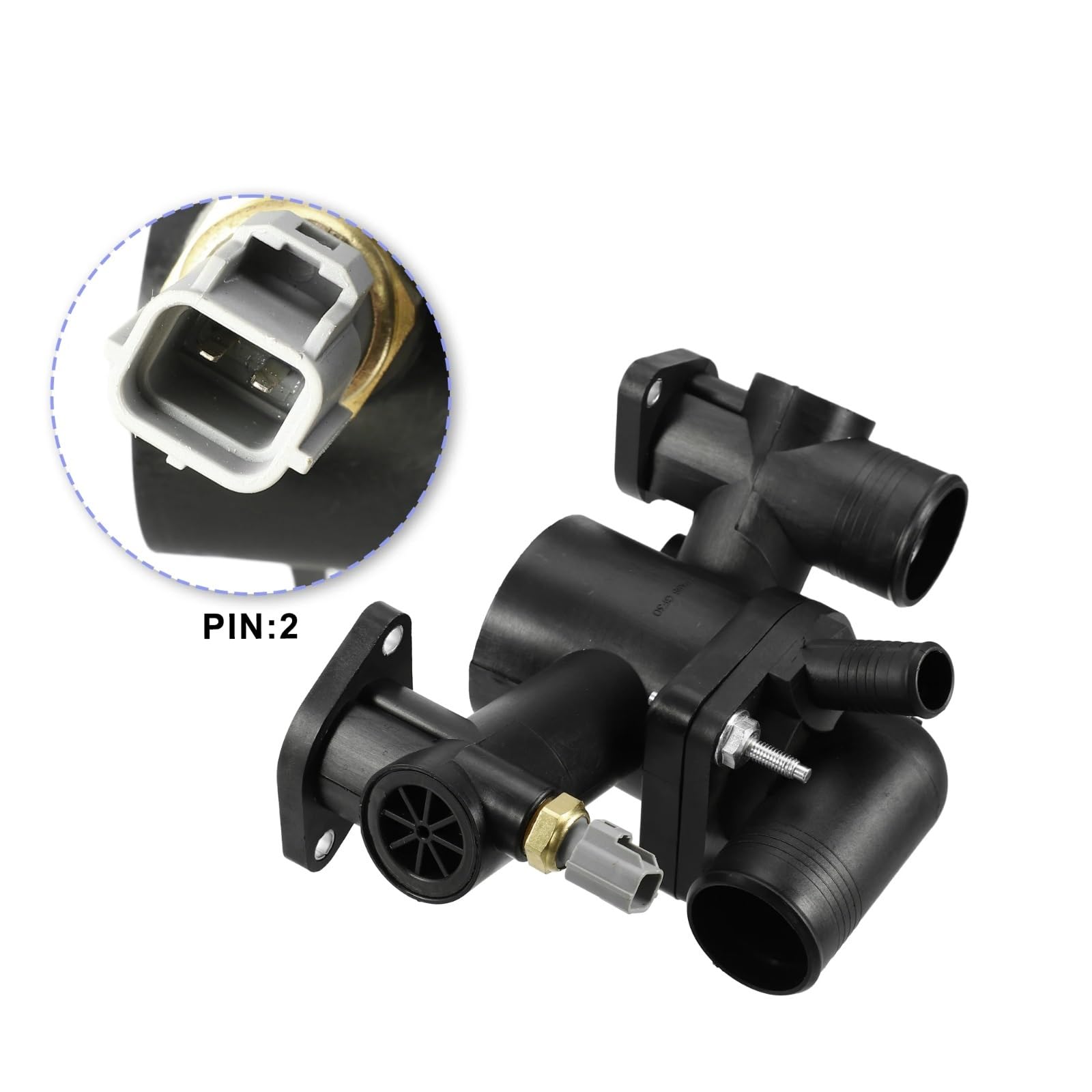 Compatible con Jaguar XK8 2003 2004 2005 2006 AJ89486 Conjunto de Carcasa de termostato de Control de Flujo de refrigerante del Motor con Sensor de Temperatura
