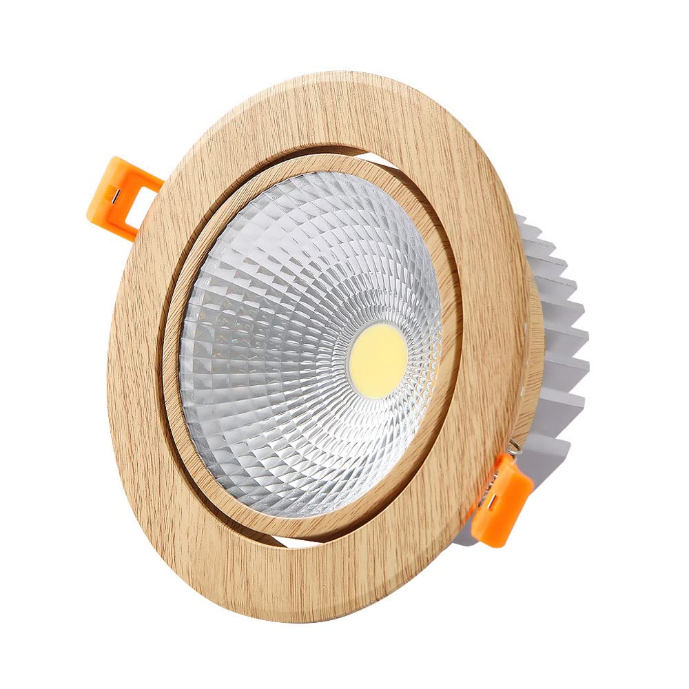 Iluminación Empotrada LED Luces de Techo Aluminio Vetas de Madera Focos LED Empotrables Iluminación de Techo Empotrada de Reemplazo Embellecedor Deflector de Metal,