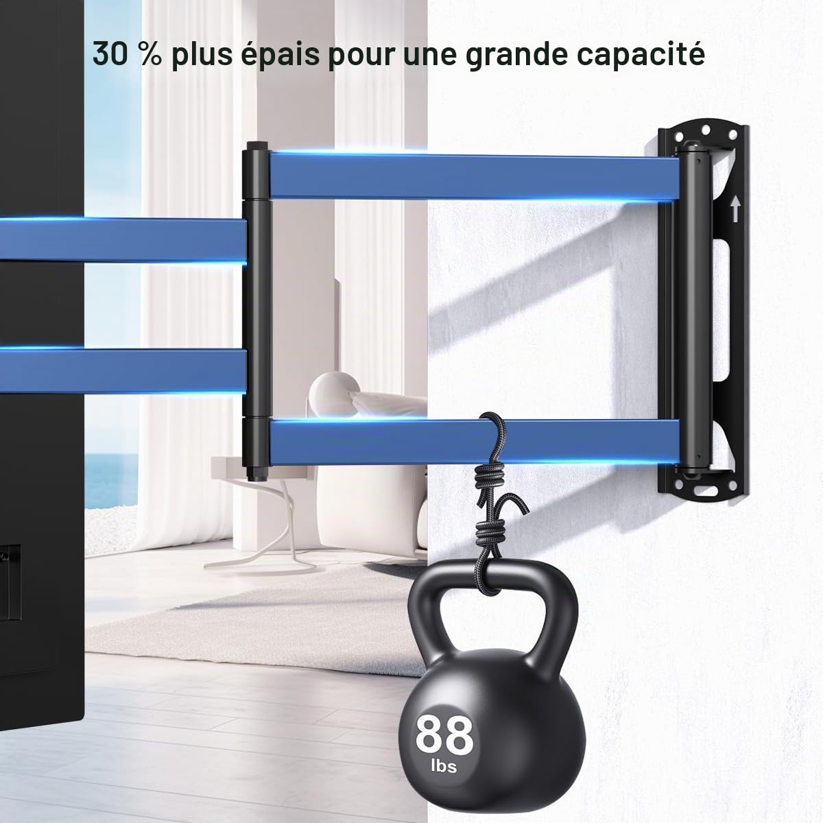 suptek Support Mural TV avec Bras d'extension de 1020 mm pour Téléviseurs 26-65 Pouces jusqu'à 40 kg, Support TV Mural d'angle, VESA Max 400x400 mm, Pivotant et Inclinable A1L