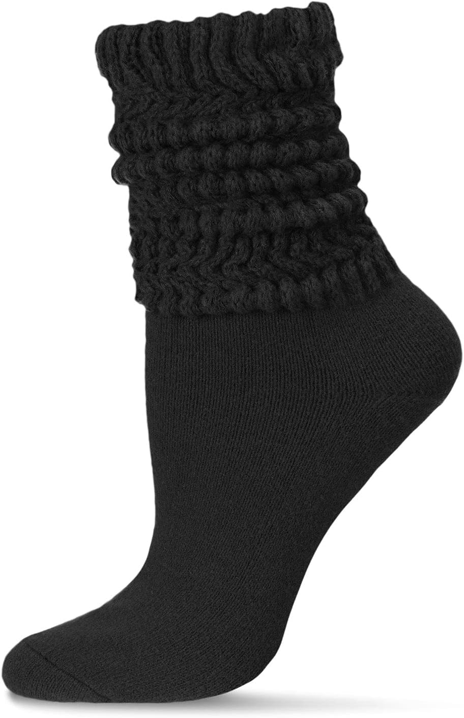MeMoiWomen's Wide Ribbed Cotton Blend Slouch Crew Socks