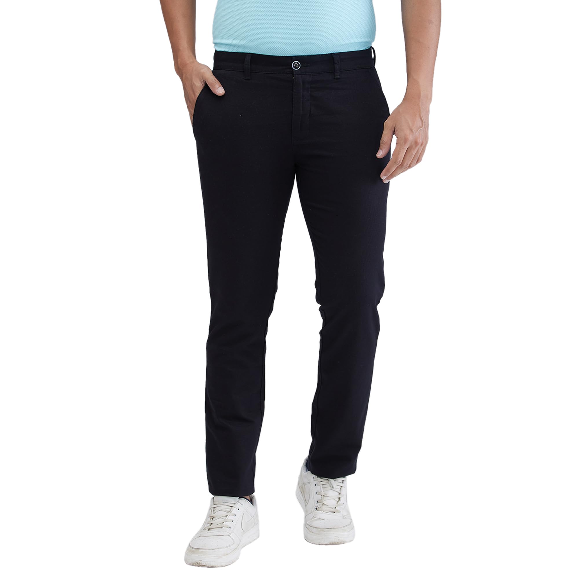 parx Men Low Rise Tapered Fit Solid Pattern Pure Cotton Flat Front Casual Trouser-picture-26