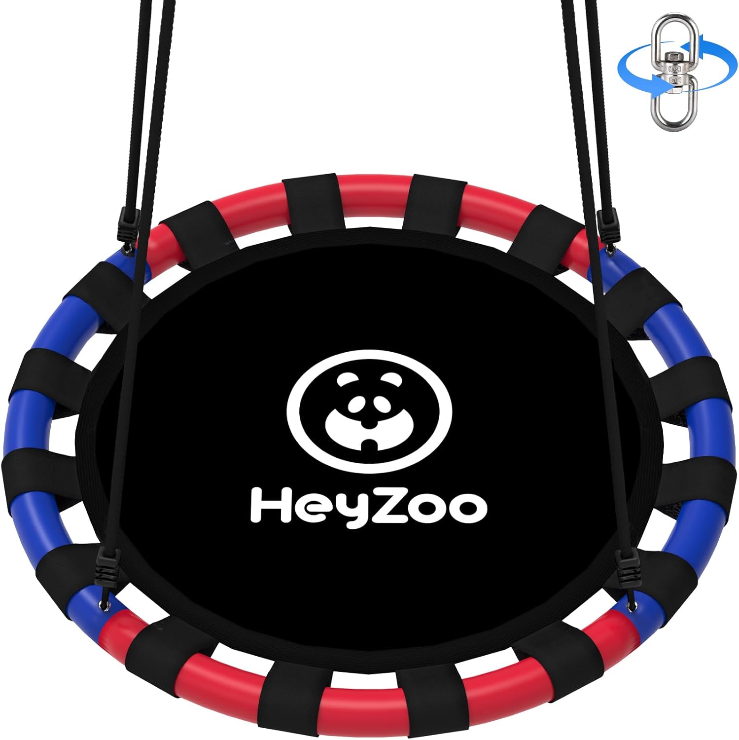 HeyZoo Saucer Swing, 48 Inch Larger Swing Sets for Backyard and Outdoor Playground, 900lbs Weight Capacity, with 360 Degree Swivel, Gifts for Kids and Family, Blue and Red