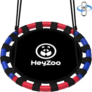 HeyZoo Saucer Swing, 48 Inch Larger Swing Sets for Backyard and Outdoor Playground, 900lbs Weight Capacity, with 360 Degree Swivel, Gifts for Kids and Family, Blue and Red