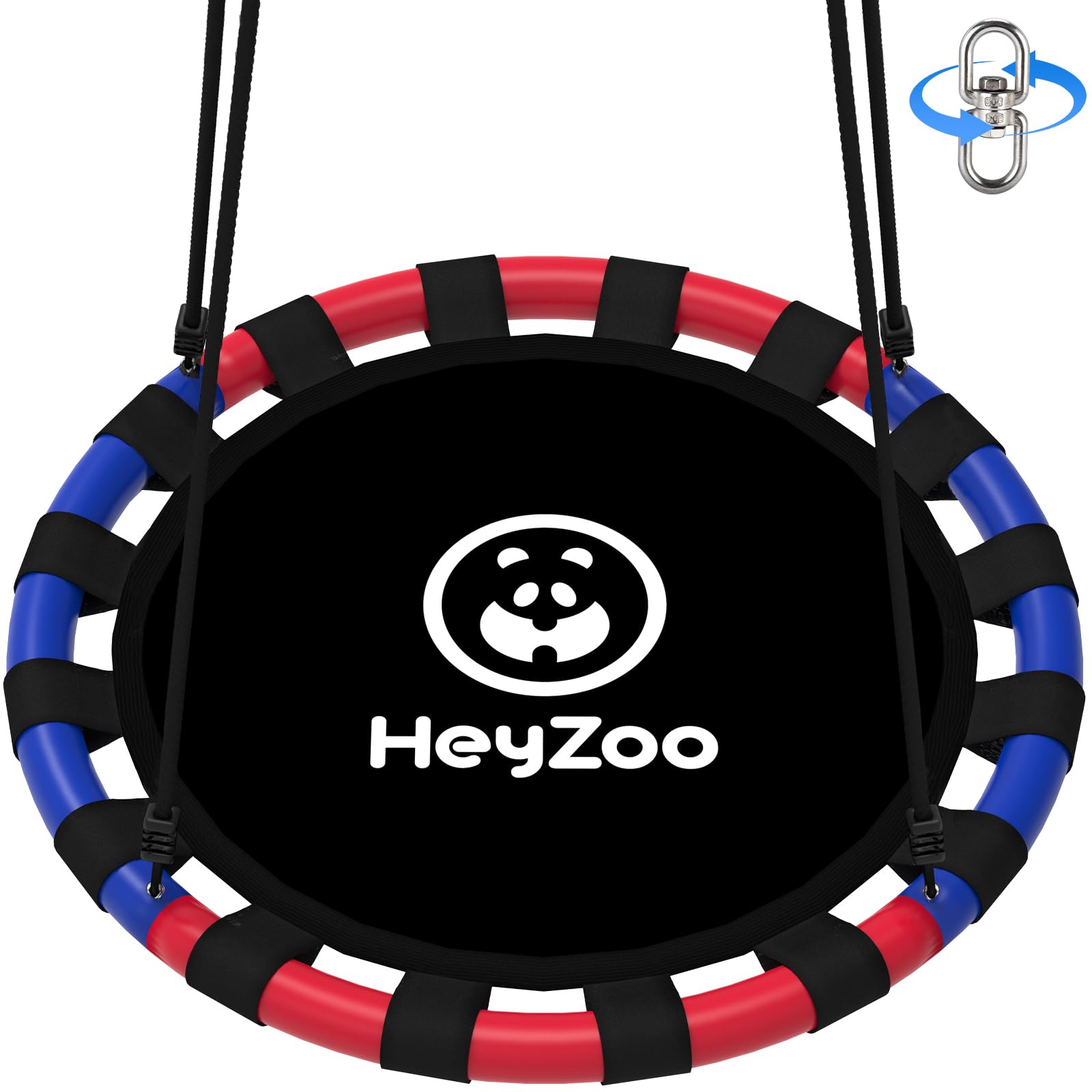 HeyZoo Saucer Swing, 48 Inch Larger Swing Sets for Backyard and Outdoor Playground, 900lbs Weight Capacity, with 360 Degree Swivel, Gifts for Kids and Family, Blue and Red