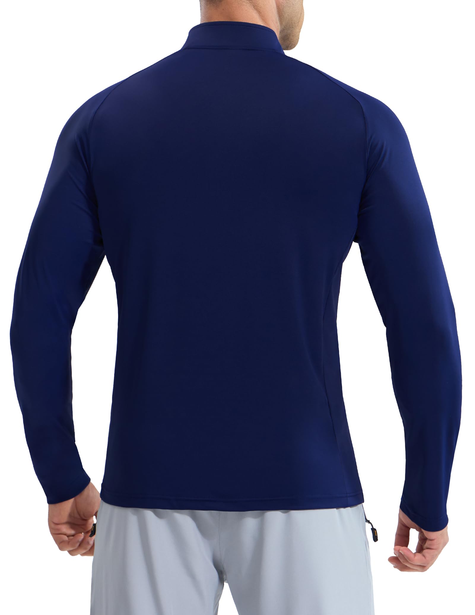 MIER Camiseta de manga larga para hombre Dry Fit Gym Shirts 1/4 cremallera tops para correr UPF 50 + entrenamiento transpirable Deportes atléticos