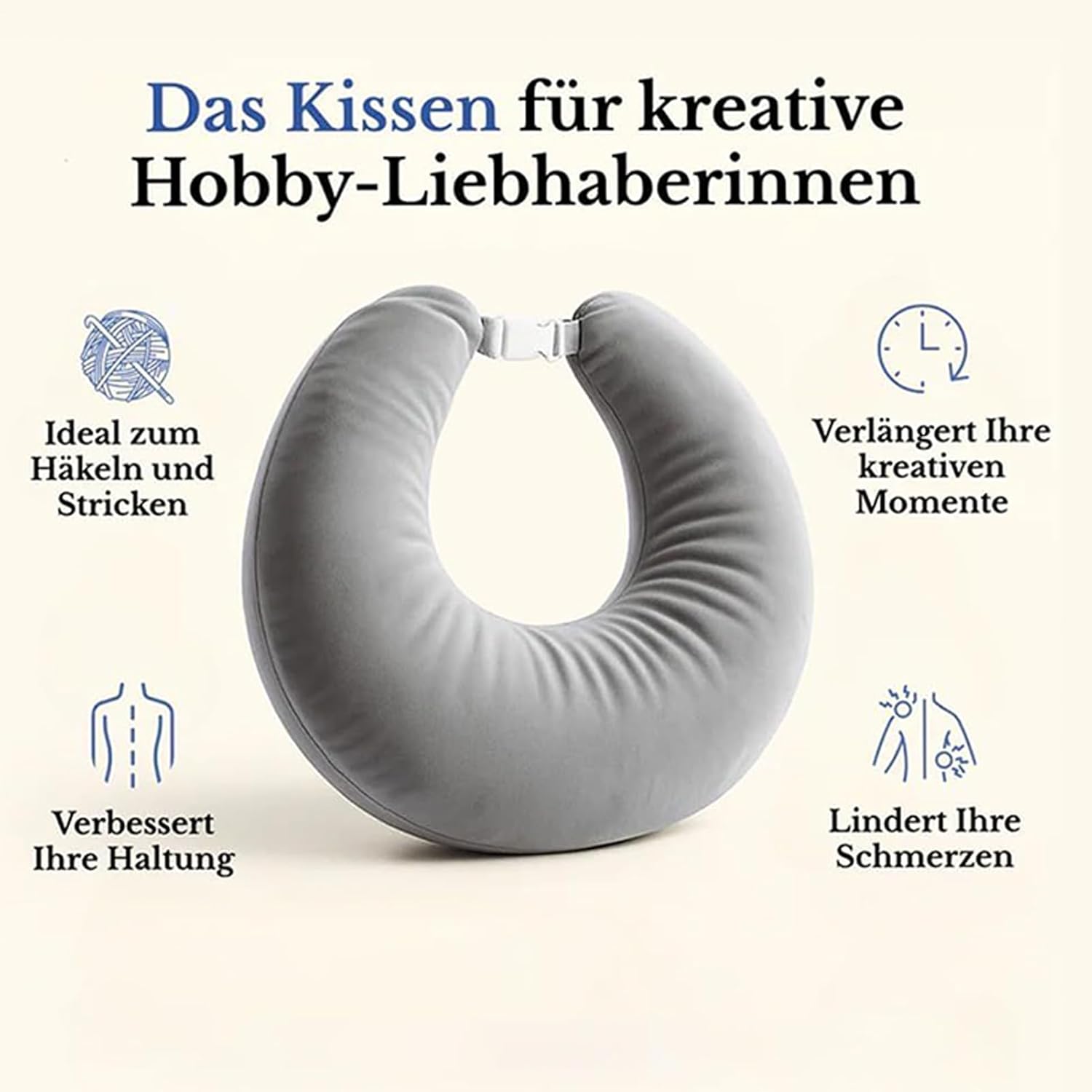 Arm Rest Pillow, U Shape Cushion, Soft Reading Pillow, Ergonomic Support Foam, 23.62x31.5 Inches, Removable Washable Cover, Ideal for Bed, Sofa, Office, Relaxation, Crafting