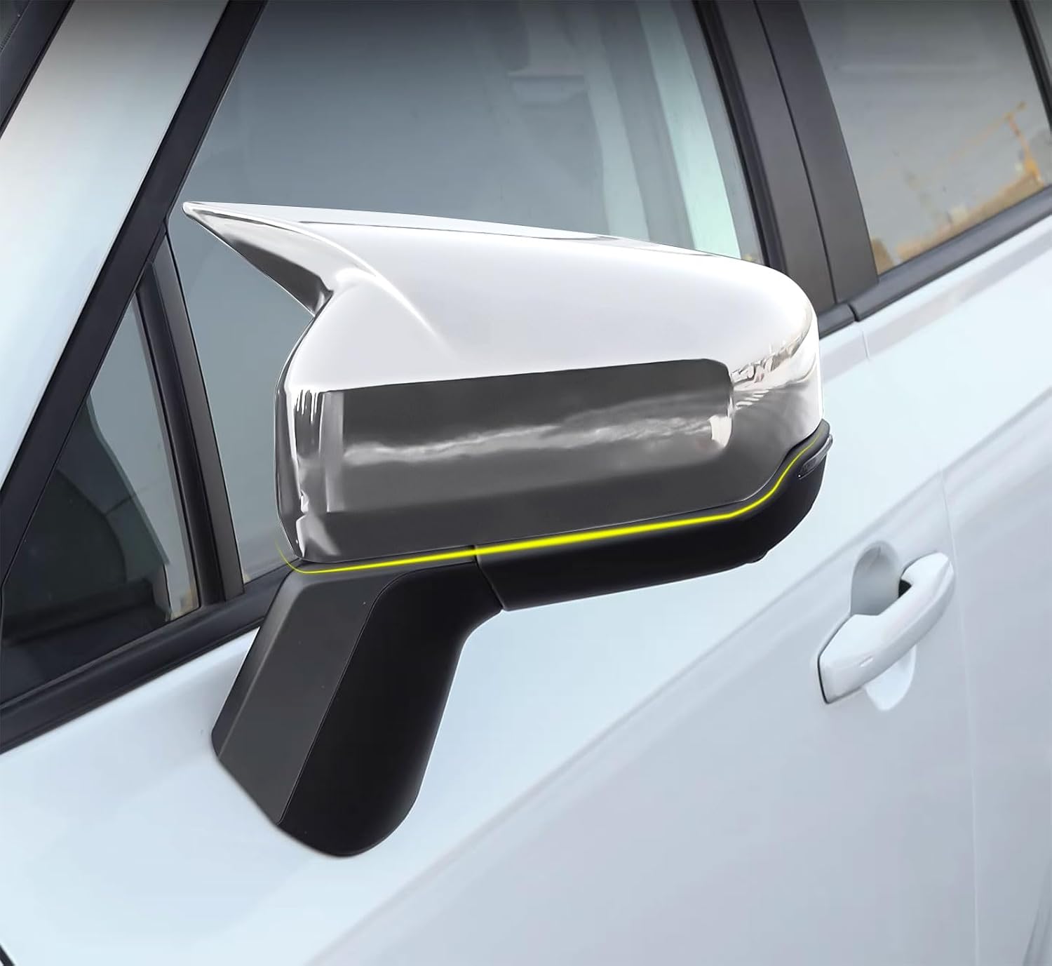 Side View Mirror Cover Compatible With Toyota New RAV4 2026 2027+ Horn Style Rearview Mirrors Trim Exterior Car Accessories ABS 2PCS(Glossy Chrome Style)