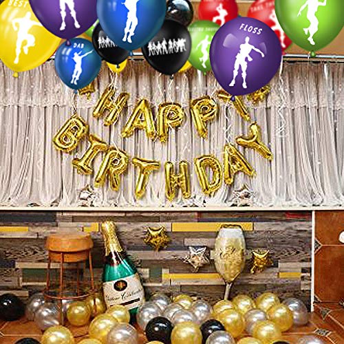60Pcs Gaming Party Latex Balloons - 12 Inches Happy Birthday Big Solid Balloons For Party Supplies Decoration Birthday Party Favors, With 1 Pcs Loving-Type Balloon-6 Colors #TOP5