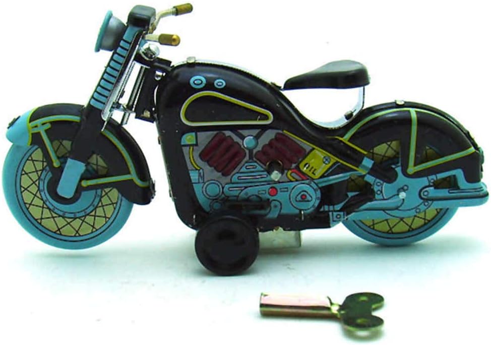 Charmgle Retro Wind-Up Adult Collection Toy, Motorcycle Toy Photography Props, Spring Tin Toys Decoration Black