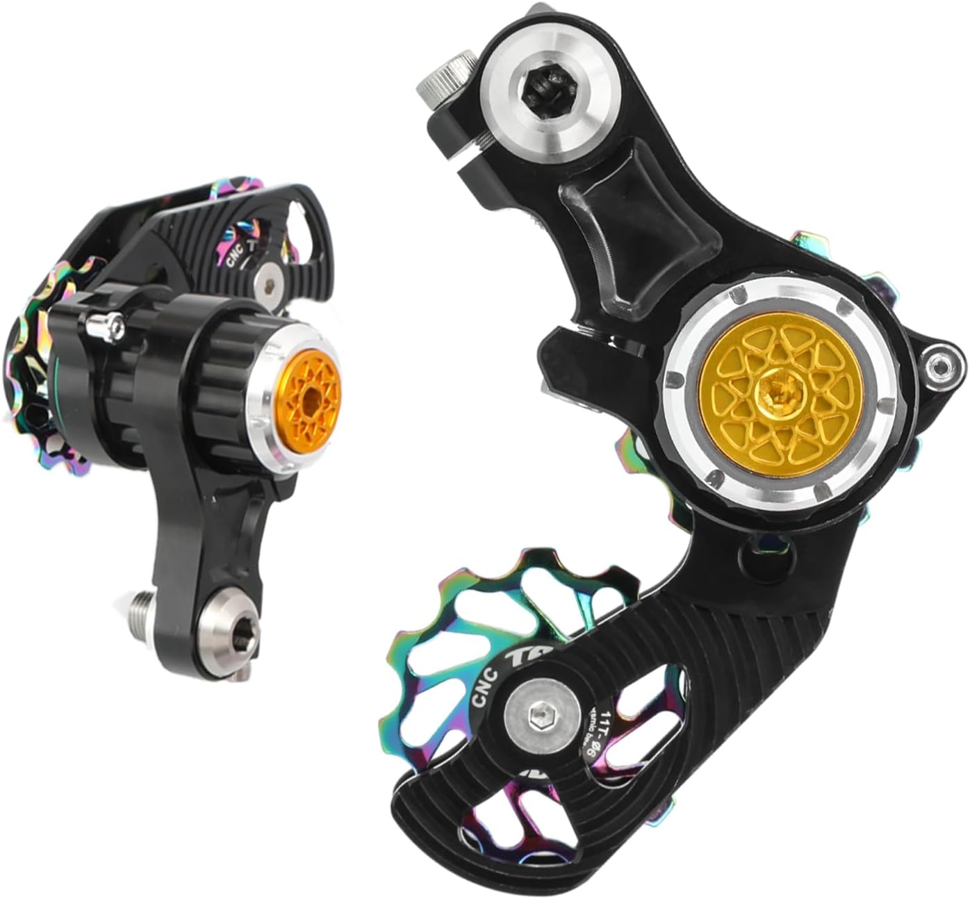 Single Speed Chain Tensioner Kit, CNC 6061 Aluminum Adjustable Tensioner with 11T Guide Pulley (Ceramic Bearing), Rear Derailleur Hanger Mount for Hardtail MTB, BMX, DJ & Folding Bikes