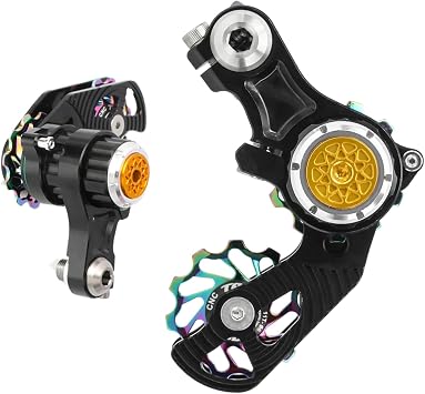 Single Speed Chain Tensioner Kit, CNC Aluminum Adjuster with 11T Pulley | Fits derailleur hanger frames for single speed conversions. 11T pulley with ceramic bearing for MTB, BMX & DJ bikes.