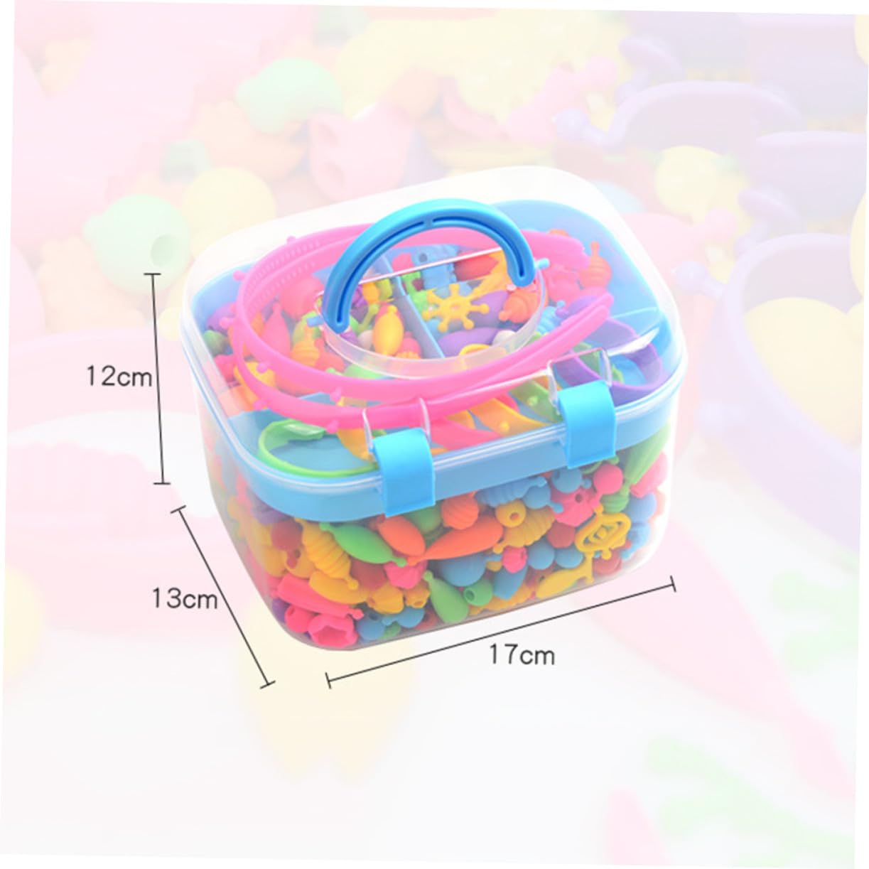 HONITANO Juego de Cuentas de Plástico para Manualidades Infantiles Caja Transparente, Lavable Diferentes Tamaños para Hacer Pulseras y Collares en Casa