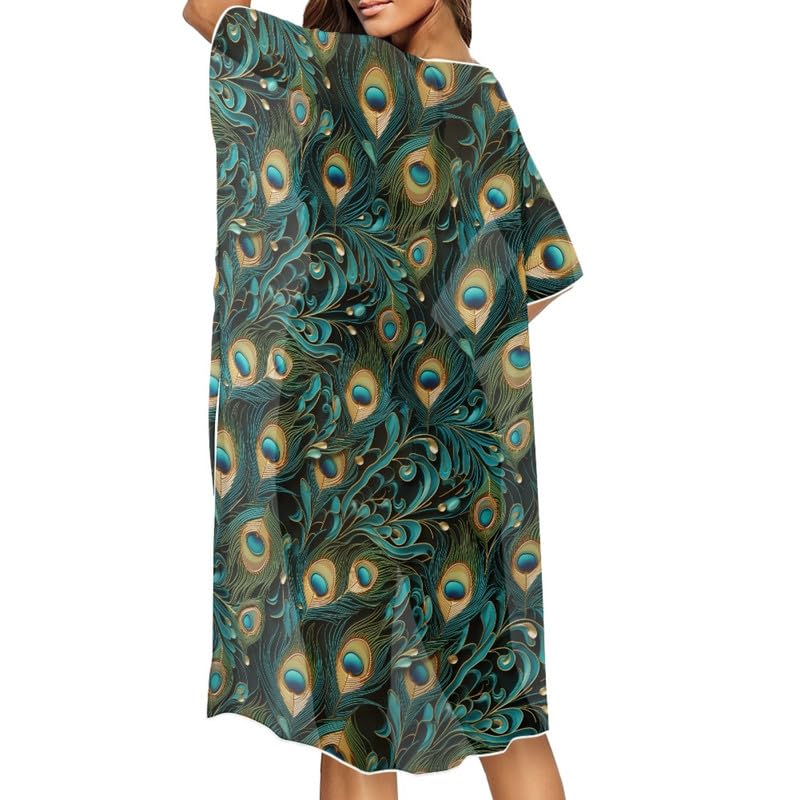 Irisjudy Women Swimsuit Cover up Open Front Beach Kimono Lightweight, Abstract Color Long Summer Swimwear Cover Ups4