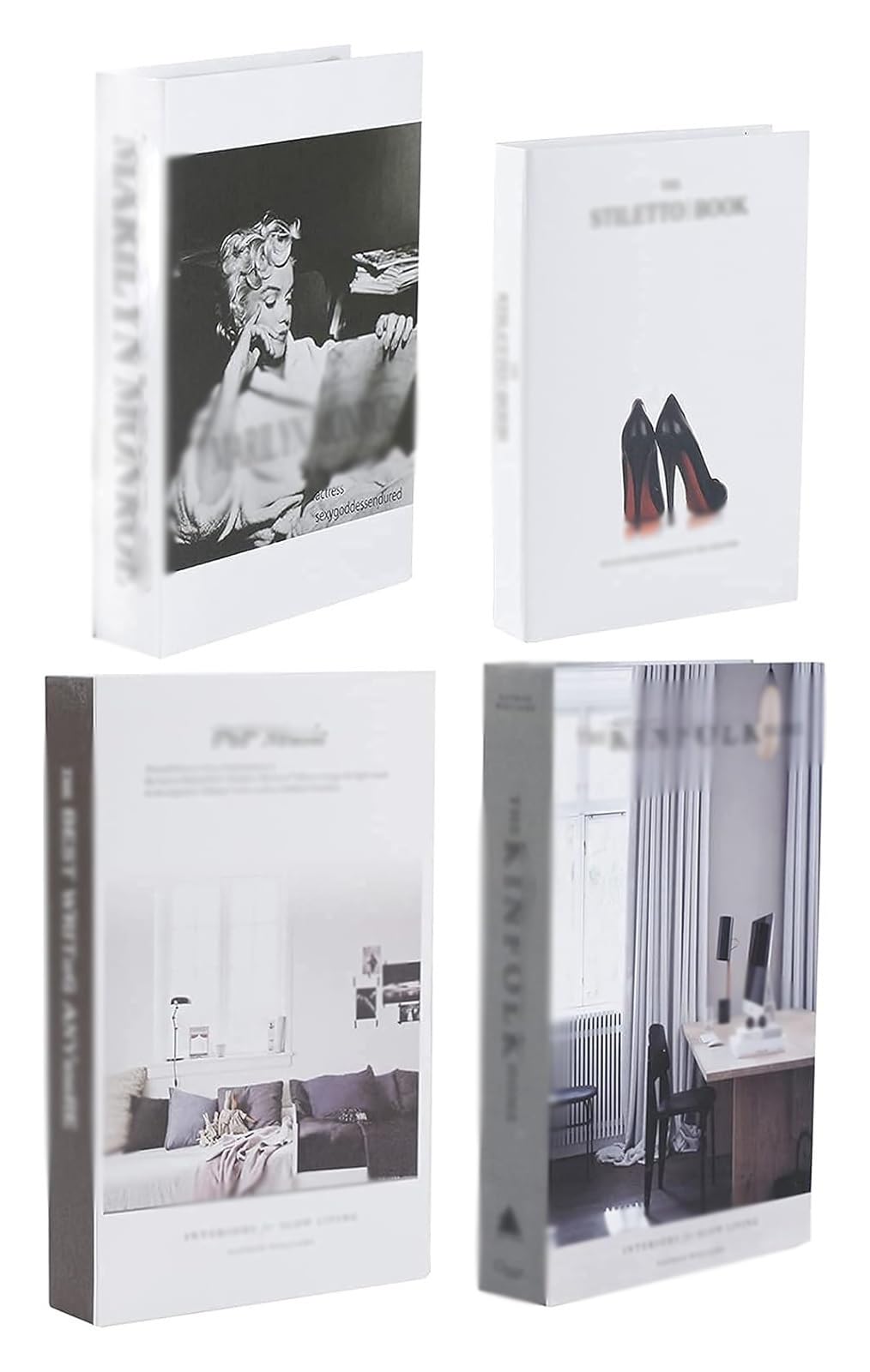 THE WHITE SHOP4 PCS Decorative Books for Home décor,Fake Books Fashion Decorative Books for Display, Office & Rustic Home Decor, Bookshelf, Modern Farmhouse Decor,