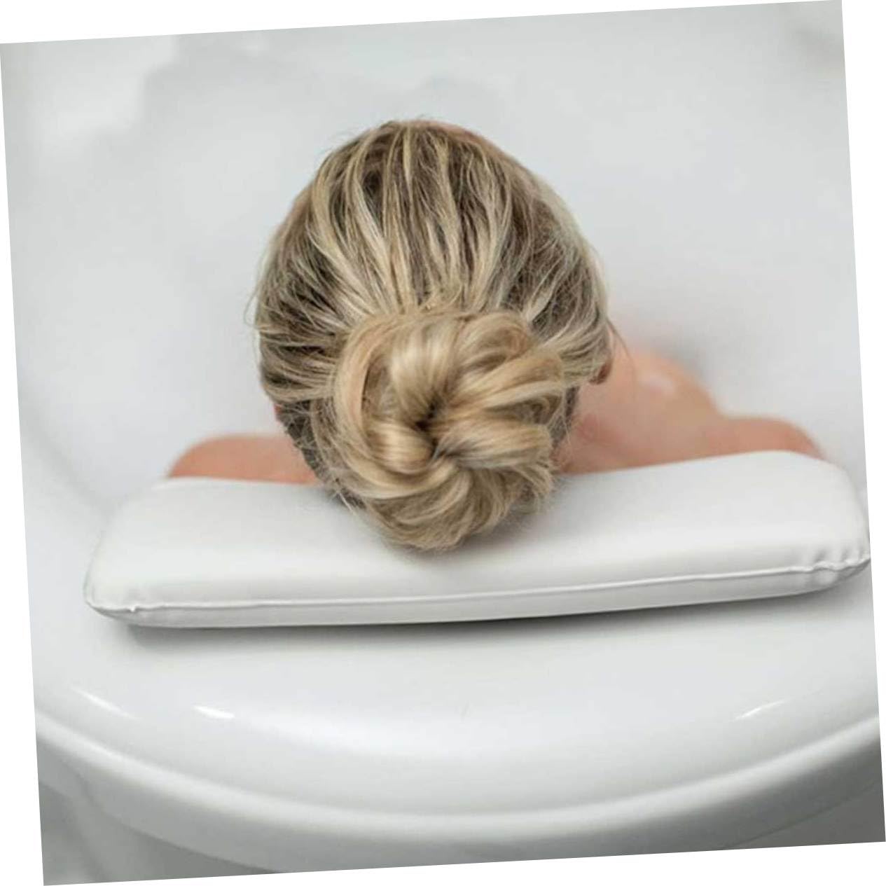 Cuscino Bagno PU con Ventosa Supporto Ergonomico per Traspirante per e Spa Bianco