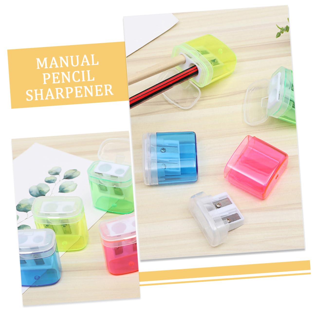 Taille-crayons Manuel Double Trou Couvercle, Lot de 48 Pièces