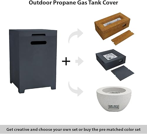 Miniatura 3 de Kante RMFP-T01-60121 - Caja de almacenamiento cuadrada de 23.6 pulgadas de alto, color carbón ecológico, hormigón/metal para exteriores, resistente