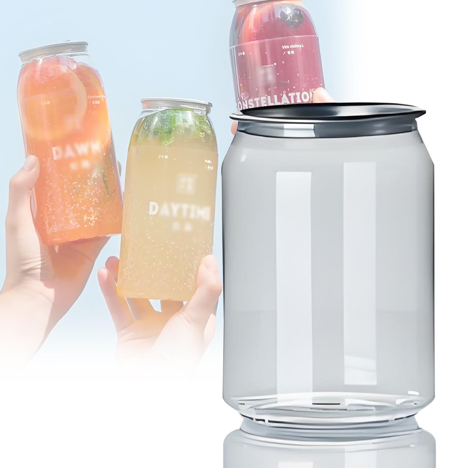 Paquete de 100 Vasos de plástico sellables de 16,9 oz (500 ml), Botellas de Jugo Desechables, con Tapas de Aluminio, a Prueba de Fugas, para Boba, Batidos y Bebidas. 100one-400ml