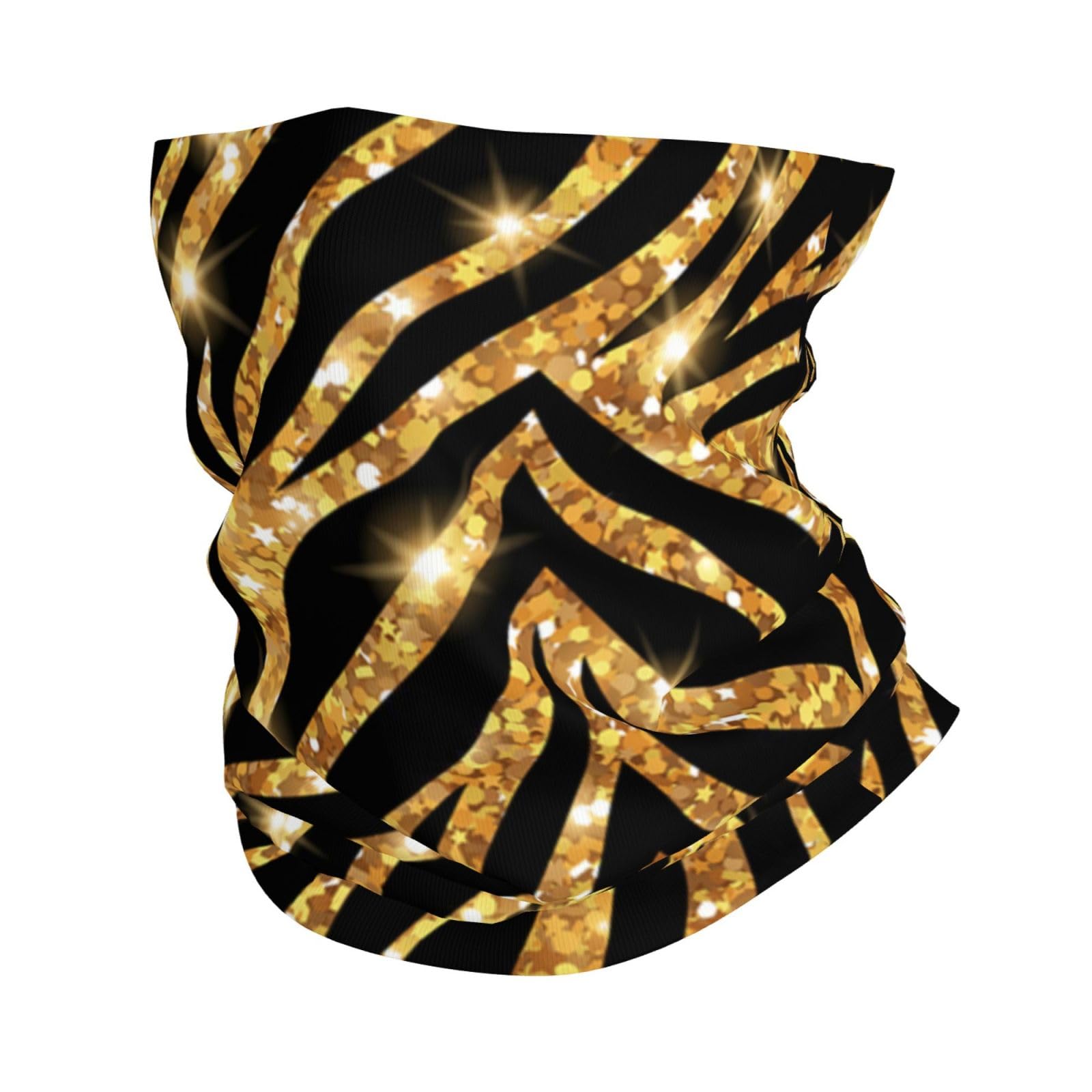 Poadnly Unisex As Picture Gold Zebra Animal Print, Bandana Neck Gaiter Soft Face Cover Neck Warmer Tube Half Face Mask