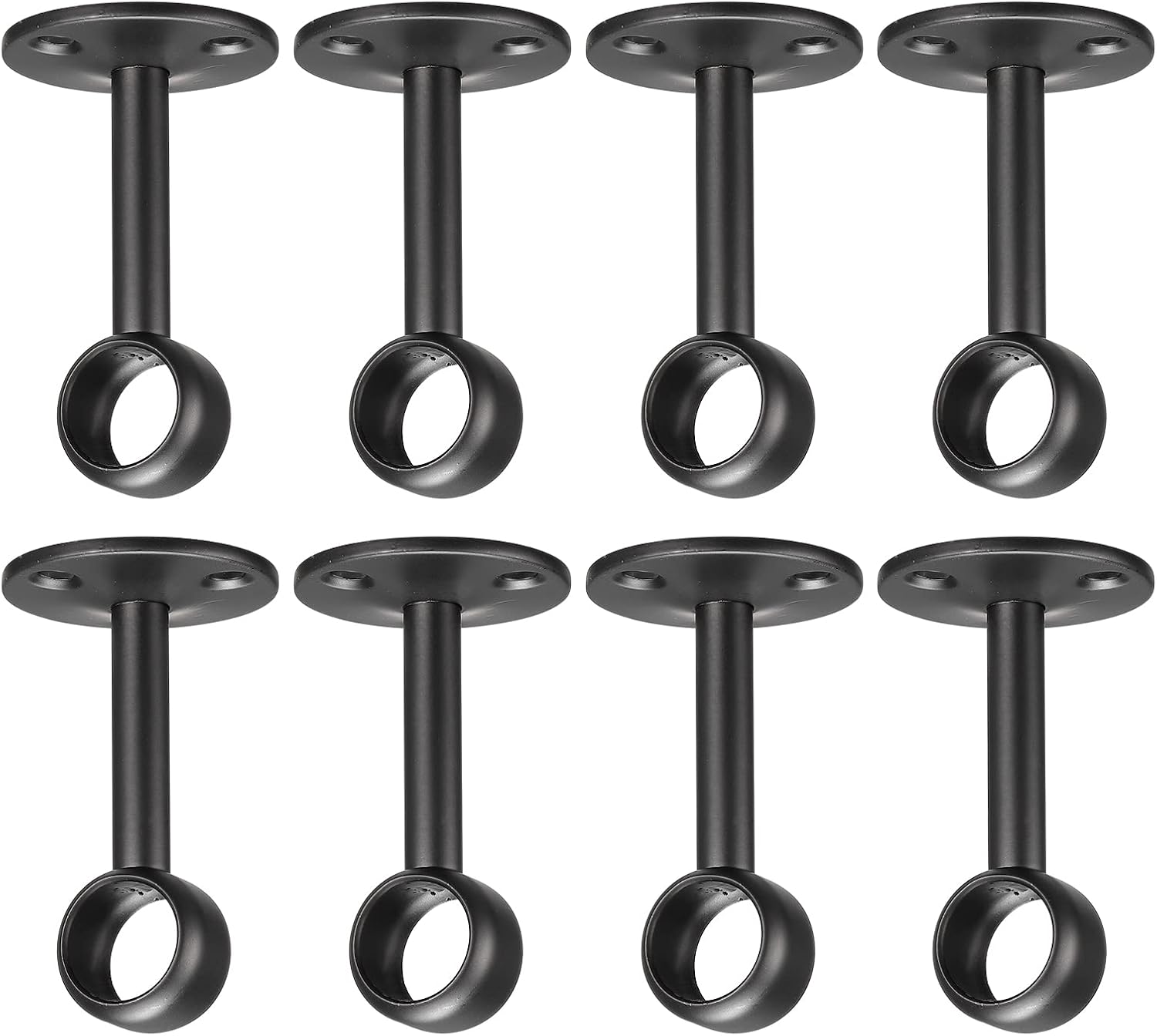 Closet Rod Bracket，Closet Pole Socket, Curtain Rod Closet Holders, 1'' Stainless Steel Wardrobe Pipe Lever Bracket, Ceiling Brackets Holder, Black 8Pcs.(0.88")