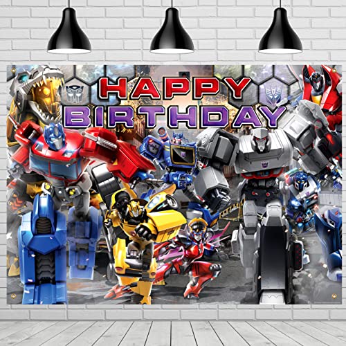 Treasures Gifted Transformers Backdrop 4.25ft Tall x 6ft Wide - Transformers Party Decorations - Transformers Birthday Banner - Transformers Party Supplies - Transformers Birthday Backdrop